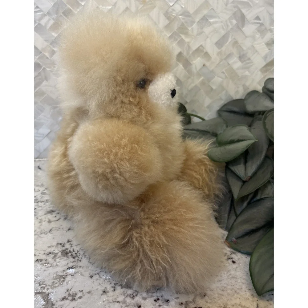 Teddy Bear Handmade 100% Baby Alpaca Wool Cream Tan Unique Stuffed Soft Plush